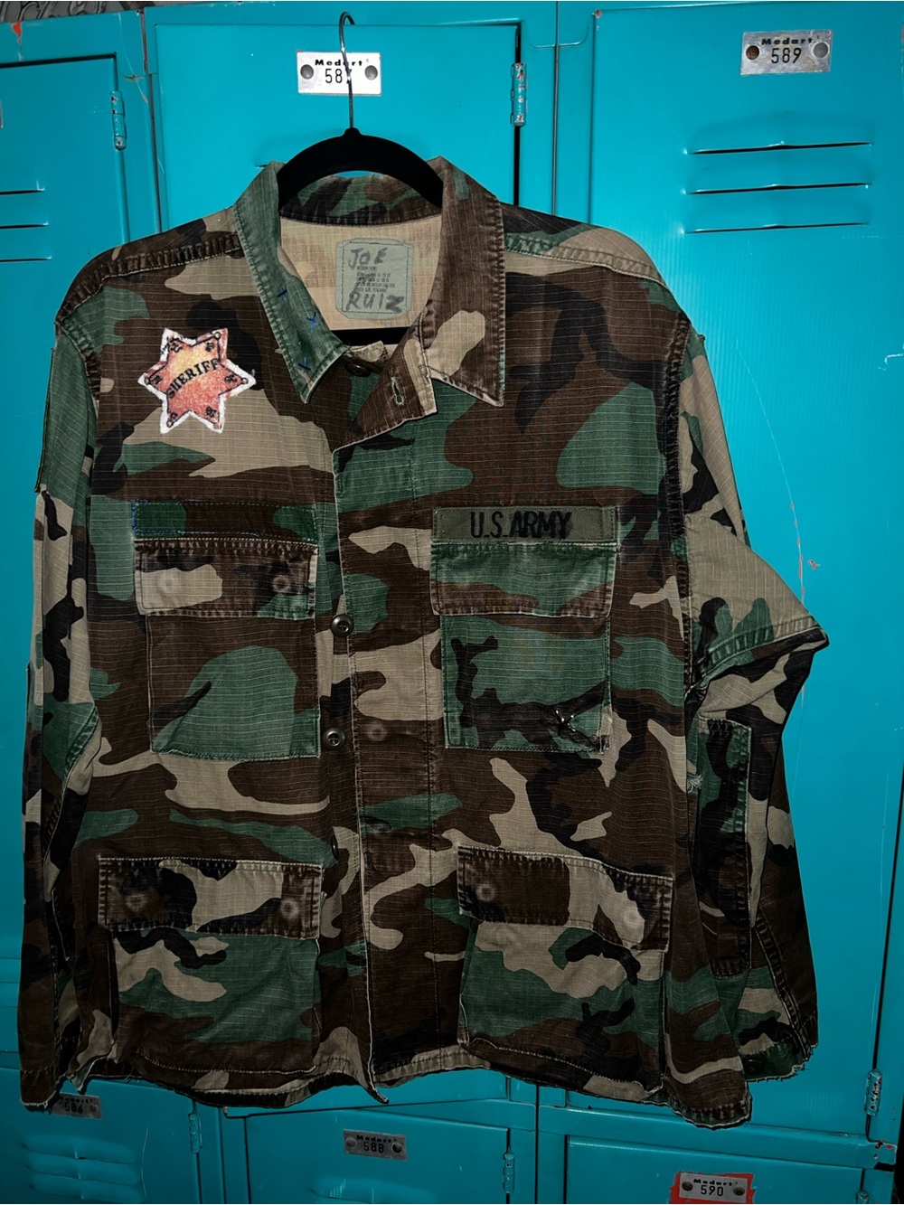 Repurposed camo jacket with western accents